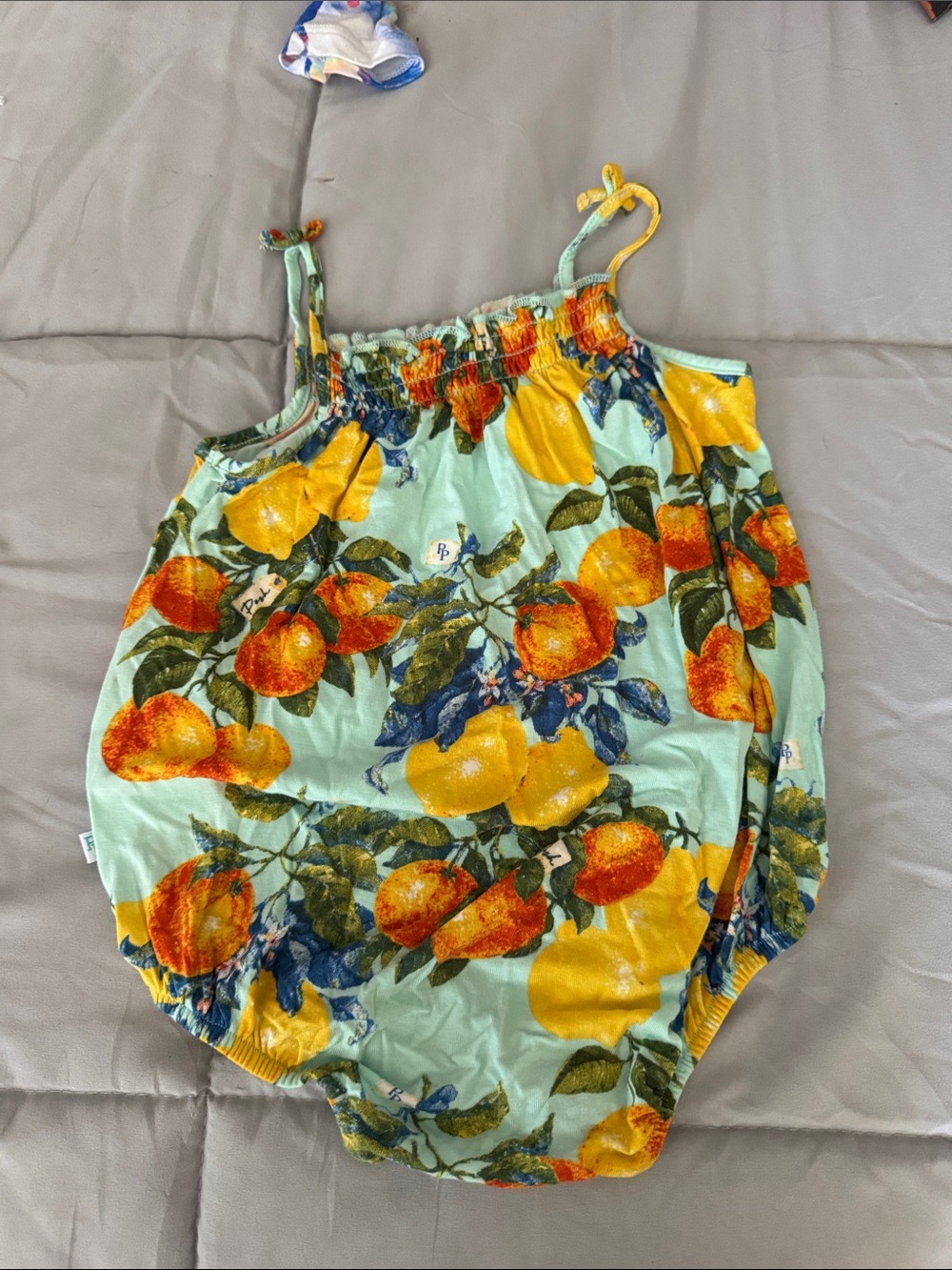 Posh Peanut Mint Orange & Yellow Citrus Print One-Piece Bodysuit